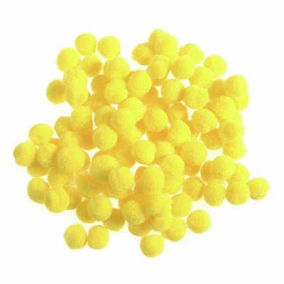 Pompon 13 mm geel ca 80 stuks 