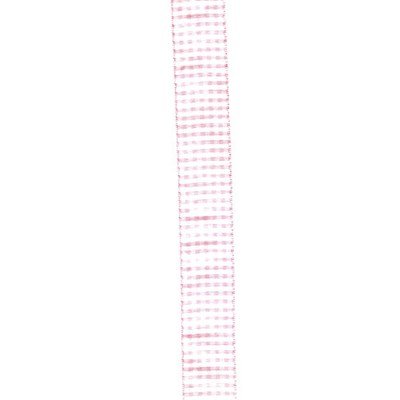 Lint 25 mm roze wit geblokt per meter 
