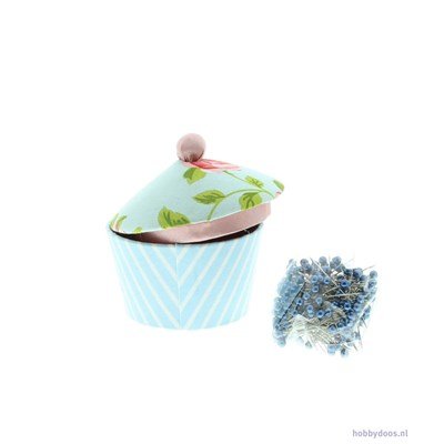 Speldendoos cupcake - blue op=op 