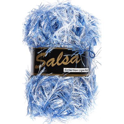 Lammy Yarns Salsa color 602 Blauw - wit gemeleerd