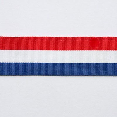 Lint 10 mm streep rood wit blauw per meter 