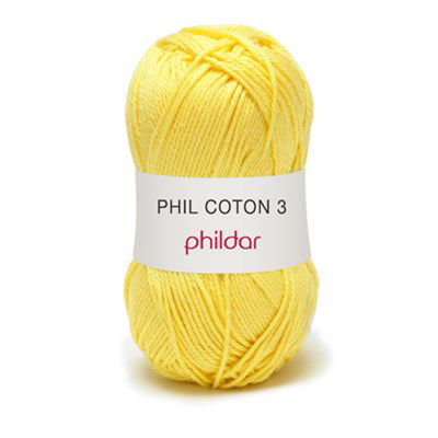 Phildar Phil coton 3 Citron 1111 - 63 op=op uit collectie 