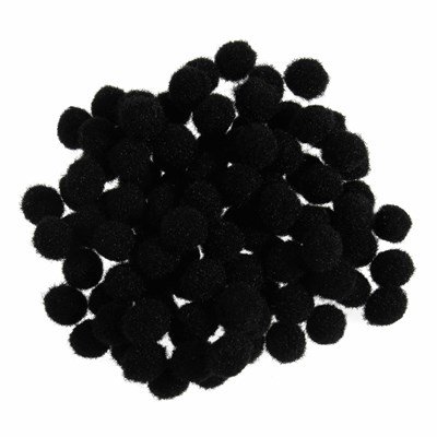 Pompon 13 mm zwart ca 30 stuks 