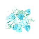 Hangers hart en ster ca 1 cm 88205 aqua blauw - schelp (op=op)