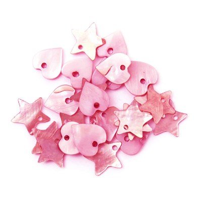 Hangers hart en ster ca 1 cm 88208 roze - schelp op=op 