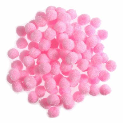 Pompon 6-7 mm roze licht ca 100 stuks 