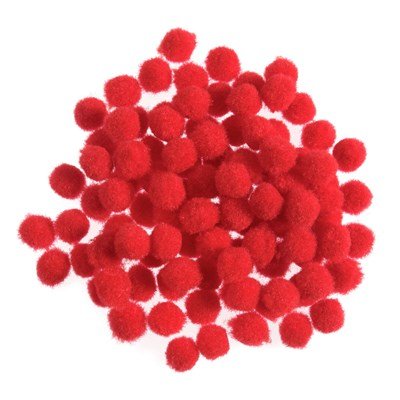 Pompon 6-7 mm rood ca 100 stuks 
