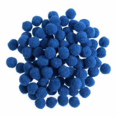 Pompon 7 mm blauw ca 100 stuks 