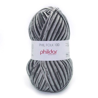 Phildar Phil folk 100 - 904 aubere - grijs gemeleerd op=op 