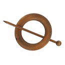 Sluiting met speld rond 80 mm - bruin hout