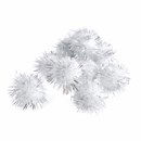 Pompon 25 mm glitter zilver (8 stuks)