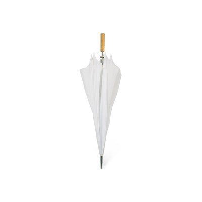 Paraplu wit met recht houten handvat op=op 