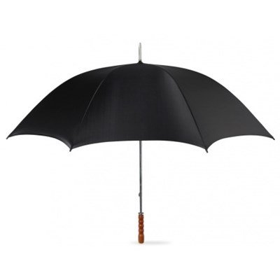 Paraplu zwart met recht houten handvat op=op 