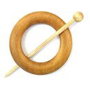 Sluiting met speld rond 80 mm - licht hout