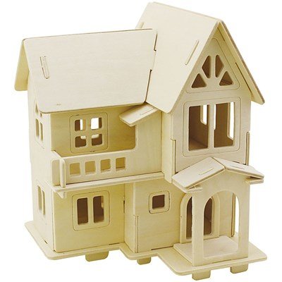 Bouwpakket 3D huis 57877 - 2 laags met balkon 22,5 a 17,5 a 20,5 cm