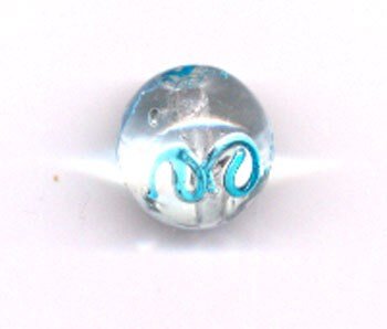 Kraal 14 mm glas - slinger blauw CF1\71400\c 4 stuks op=op 