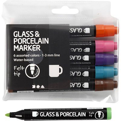 Glas- porcelein- metaalstiften 1-3 mm roze paars oranje groen bruin 6 stuks 