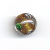 Kraal 10 mm glas - goud met groen CF1\73900\c 4 stuks op=op 