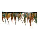 Band met veren 79483 bruin oker aqua 9-16 cm (per 50 cm)