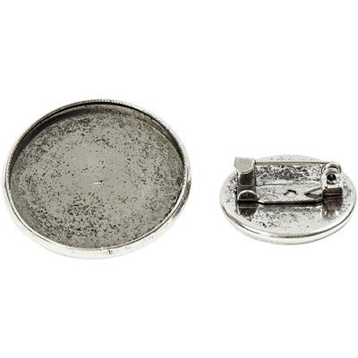 Broche 18 en 25 mm antiek silver op=op 