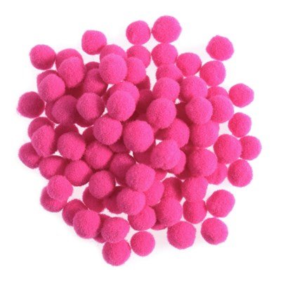 Pompon 6-7 mm pink ca 100 stuks 