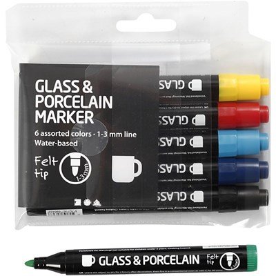 Glas- porcelein- metaalstiften 1-3 mm zwart, groen, blauw, rood, geel 6 stuks 