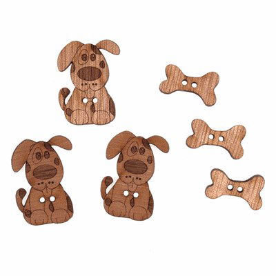 knoop 25 - 30 mm hond met bot hout 3x2 