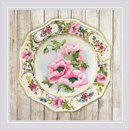 Borduurpakket plate with pink poppies (op=op uit collectie)