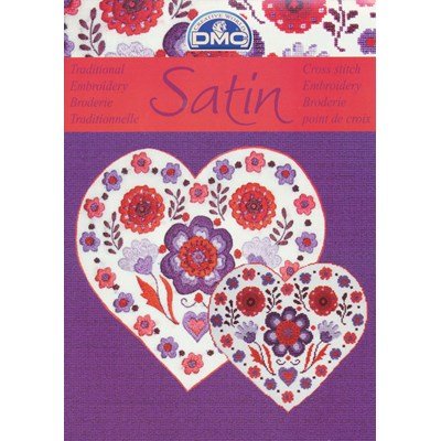 Satin - bloemen in het paars met rood op=op 