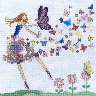 Borduurpakket meisje - butterfly dance