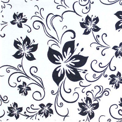 Tissu de Marie lelie zwart op witte achtergrond per 50 cm 