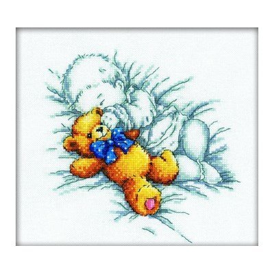 Borduurpakket baby with teddy bear - RTOM00158