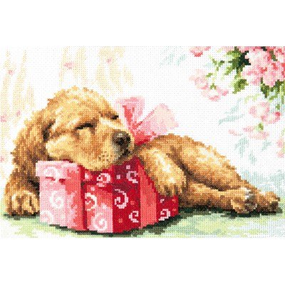 Borduurpakket hond - guarding your gift