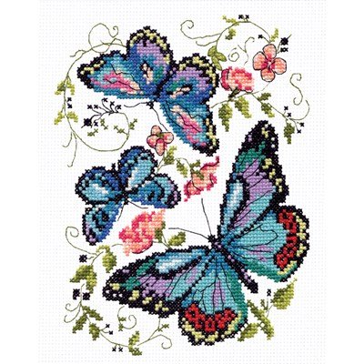 Borduurpakket dieren - Blue butterflies