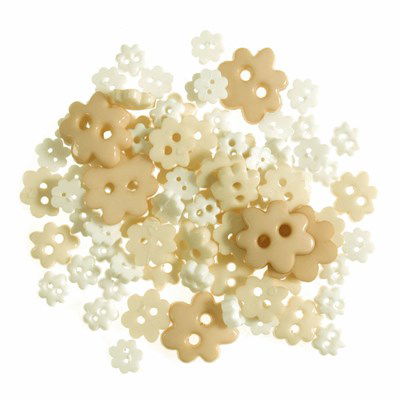 Knoop 4 - 10 mm bloem mini wit en room geel 2,5 gr 