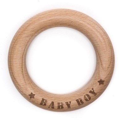 Bijtring hout 70 mm - Baby Boy