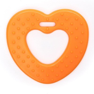 Bijtring hart met noppen oranje 693 2 stuks 