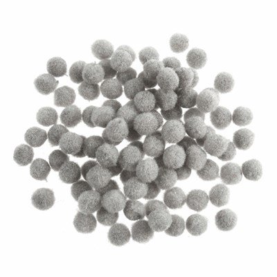 Pompon 6-7 mm grijs ca 100 stuks 