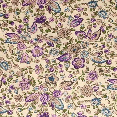 Tissu de Marie - ecru met bloemen paars zand per 50 cm 