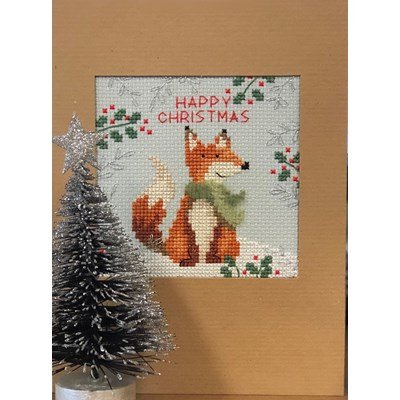 Borduurpakket kerstkaart - Xmas fox