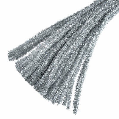 Chenille 6 mm - 30 cm zilver