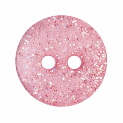 Knoop 18 mm rond glitter roze