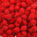 Pompon 25 mm glitter rood (100 stuks)