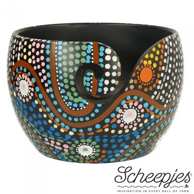 Kluwenhouder - yarn bowl Mango hout - Aboriginal