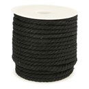 Koord gedraaid zwart 6 mm (1 meter) 