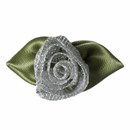 Roosjes zilver met blad 30 a 20 mm (10 stuks)