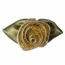 Roosjes goud met groen blad 30 a 20 mm (10 stuks)