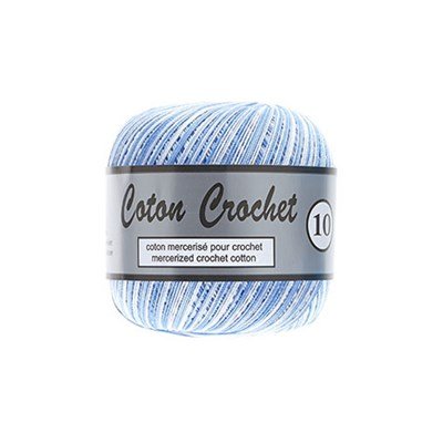 Lammy Yarns Coton Crochet No 10 - 441 wit licht blauw gemeleerd op=op uit collectie 