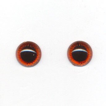 Ogen 10 mm bruin/amber met twinkel 5 paar 