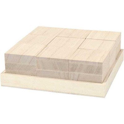 Blokken set 4 cm met houten bakje 9 stuks 